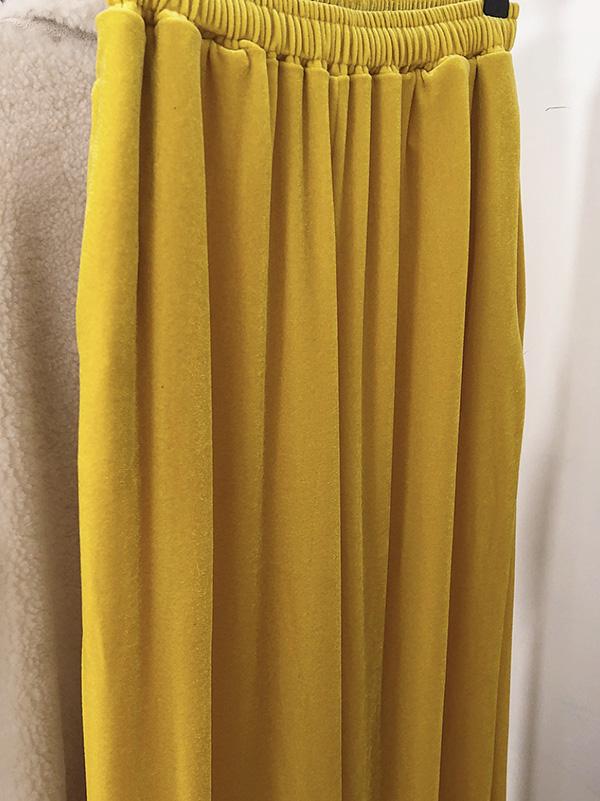 Velvet Wide-leg Loose Solid Empire Pants