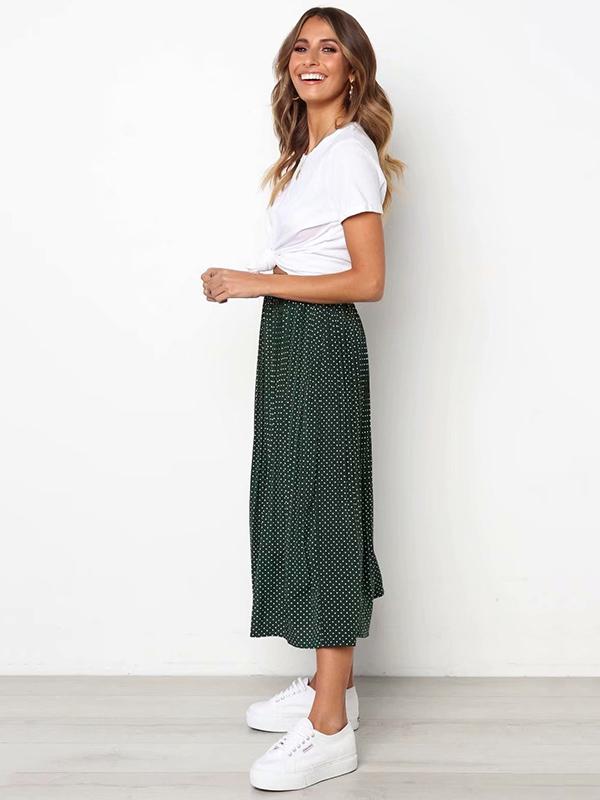 Polka-Dot Pleated Casual Pants Bottoms