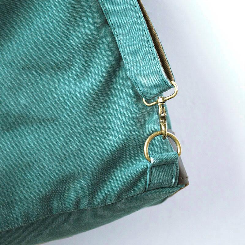 Women Canvas Casual Leather Green Backpack
