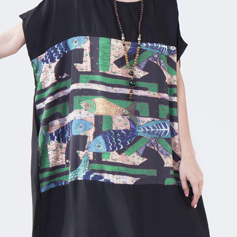 Women Casual Printing Loose Short Sleeve Dress