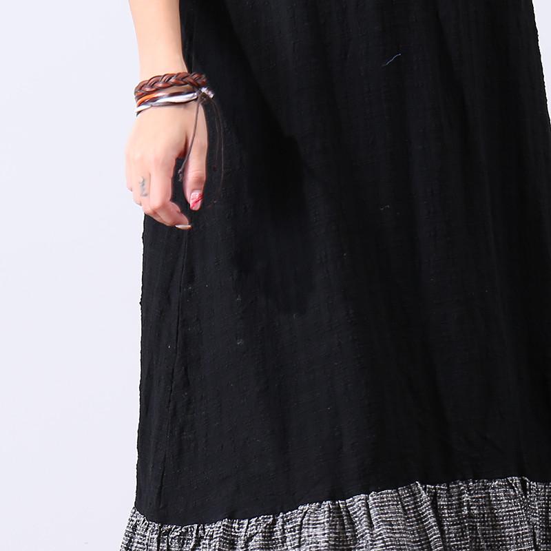 Women Casual Splicing Applique Sleeveless Dress