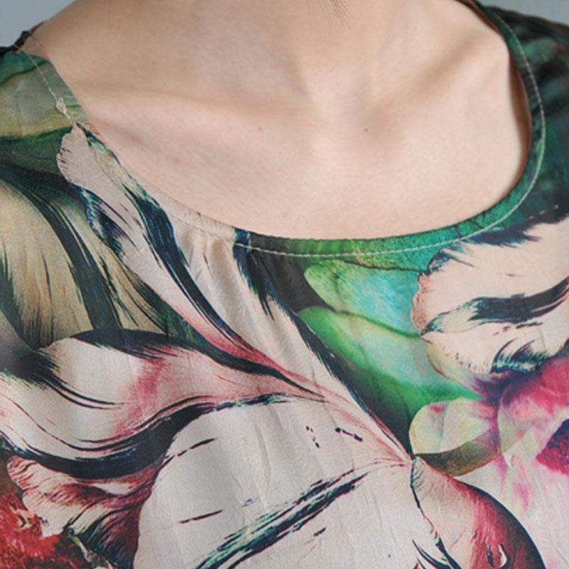 Loose Round Neck Half Sleeve Printed Dress Two Pieces