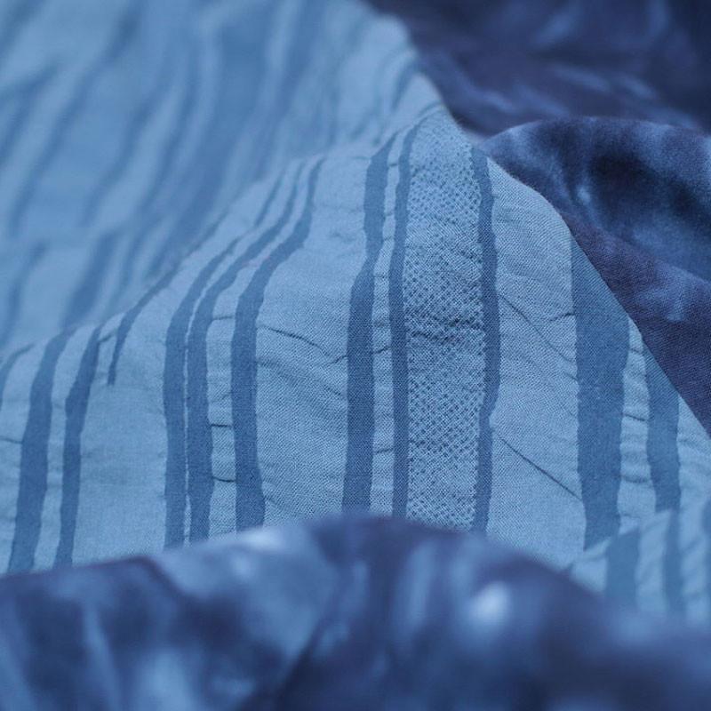 Retro Printing Loose Women Cotton Floral Irregular Splicing Blue Dress