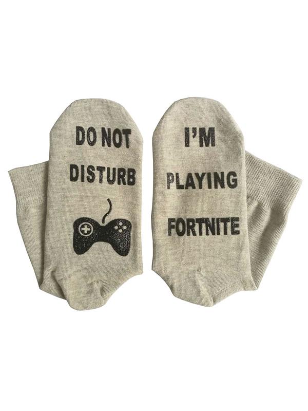 Letter Printed Solid Color Socks