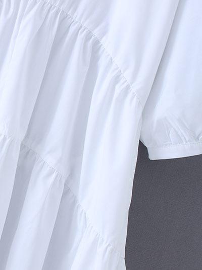 Split-joint V-neck Puff Sleeve Mini Dress