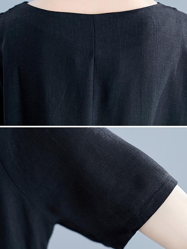 Solid Ruffled Short Sleeves Dress