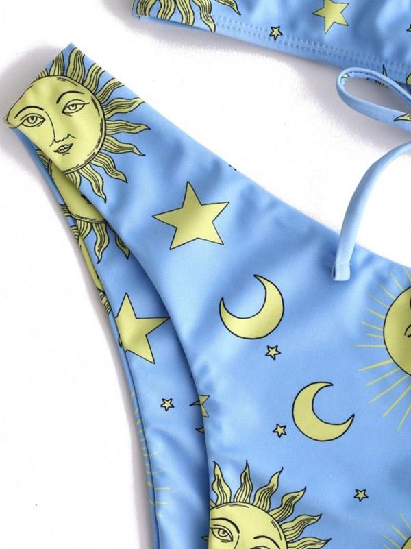 Lace Up High Cut Bikini Swimsuit