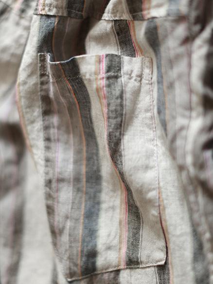 Ramie Cotton Vintage Striped Harem Linen Pants