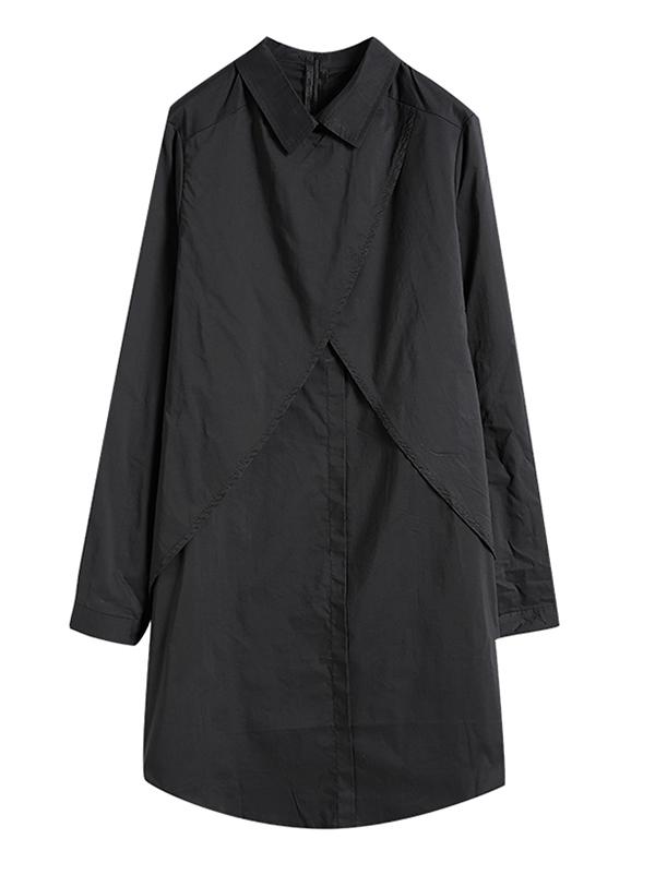 Long Sleeves Cropped Solid Shirt Dress