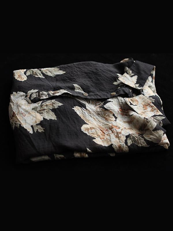 Artistic Retro Floral Shirt Blouse Tops