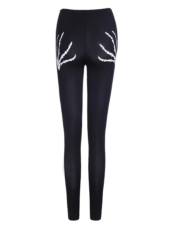 Printed Skull Hole Tight Fitting Legging