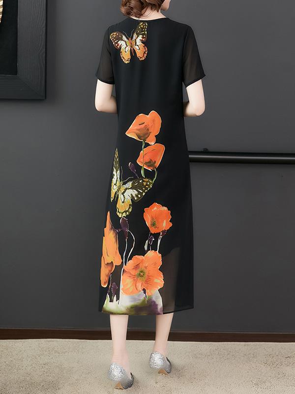 Loose Chiffon Printed Dress