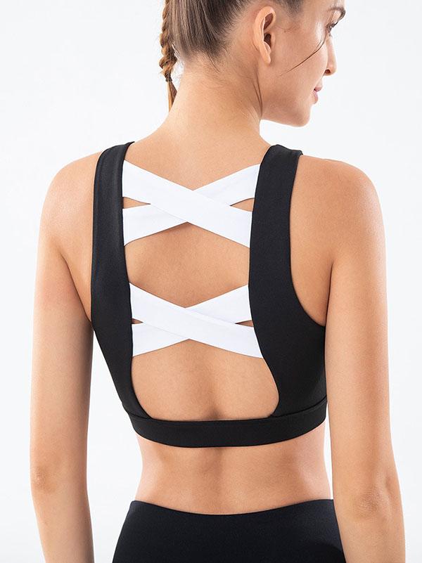 Fashion Sleeveless Contrast Color Yoga Sports Bra