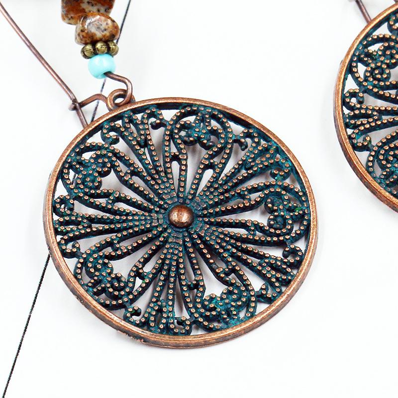 Vintage round earrings female creative flower alloy earrings popular earrings