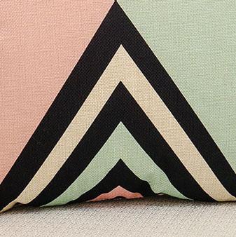 Green Geometric Printed Pillow Case