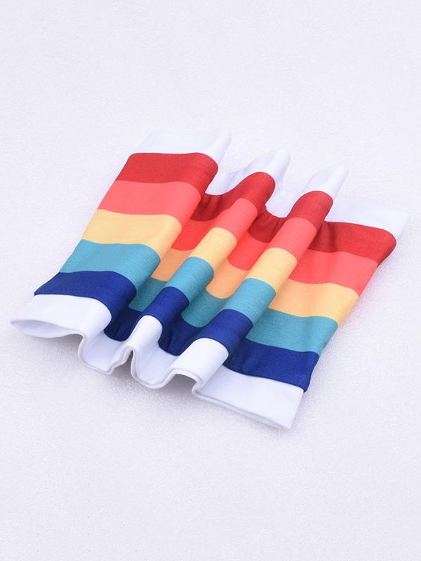 Fashion Rainbow Striped Sexy Wrap Sports Bra