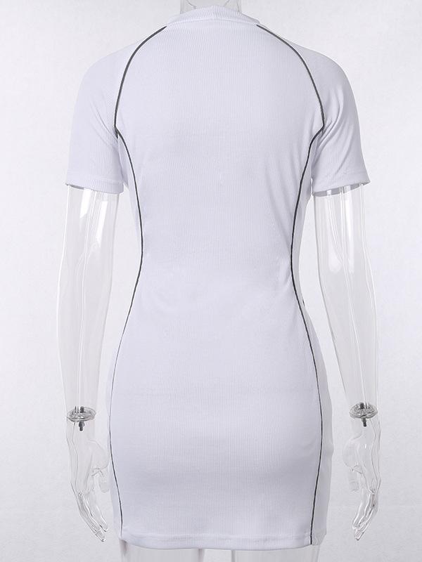 Mock Neck Letter Printed Mini Dress