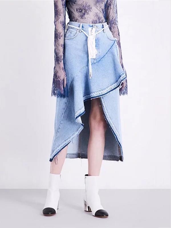 Fahion Falbala Fishtail Denim Skirt Bottoms