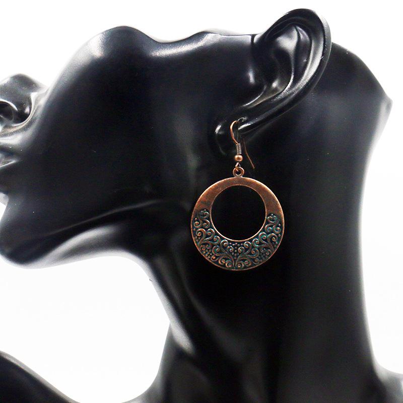 2 COLOR Fashion retro circle alloy earrings