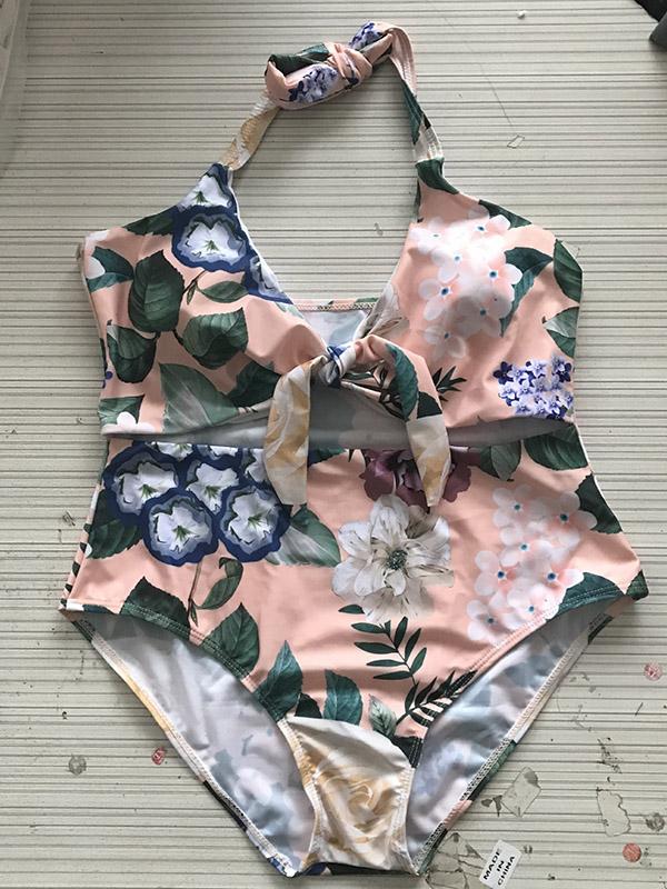 Bowknot Printed Sexy Swimwear