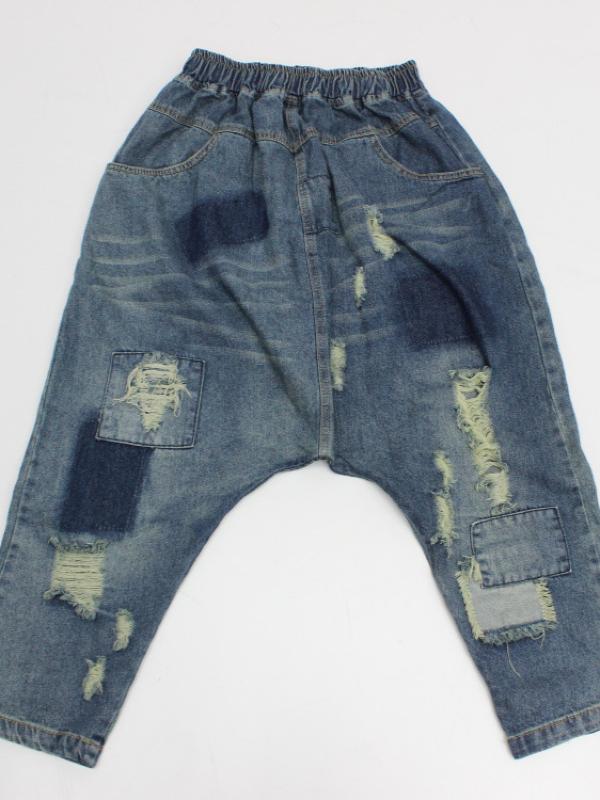 VINTAGE TATTERED MILL WHITE PATCHES JEAN PANTS