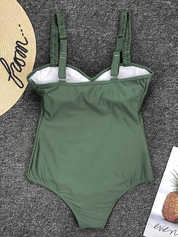 Solid Fresh Simple One-piece Swimwear