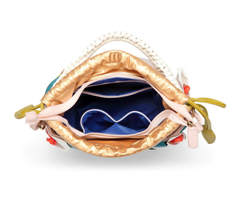 Green Flower Lily purely handmade bag