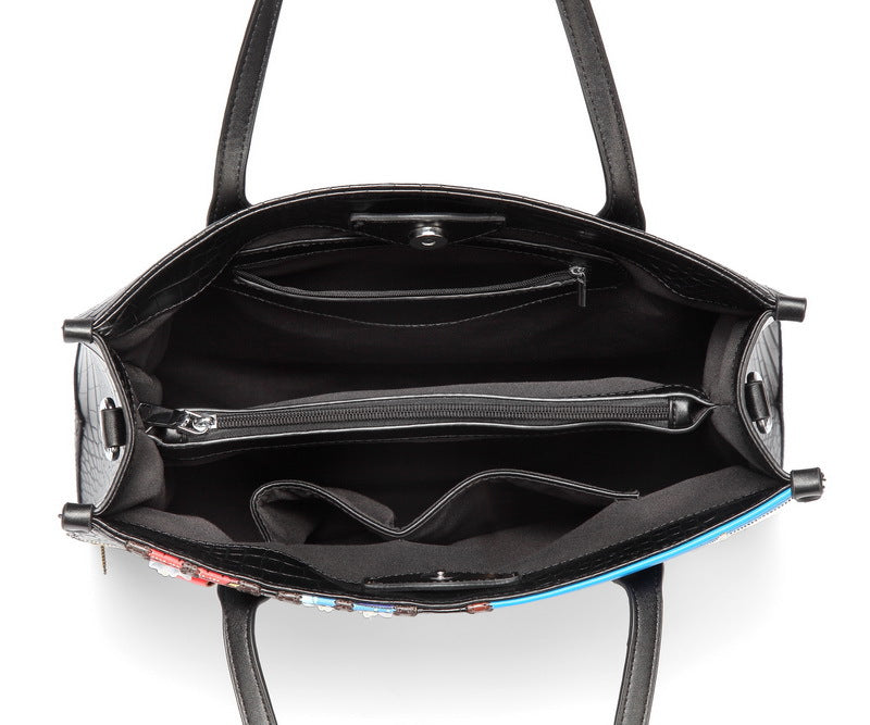 Swiss embroidery creative stitching contrast color crossbody bag