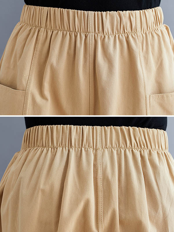 Casual Solid Color With Pocket Wide Leg Shorts