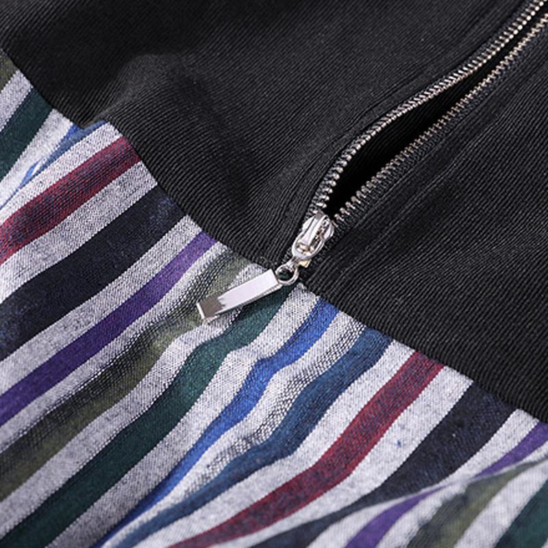 Baggy Women Jumpsuit Patchwork Autumn Stripe Bottom