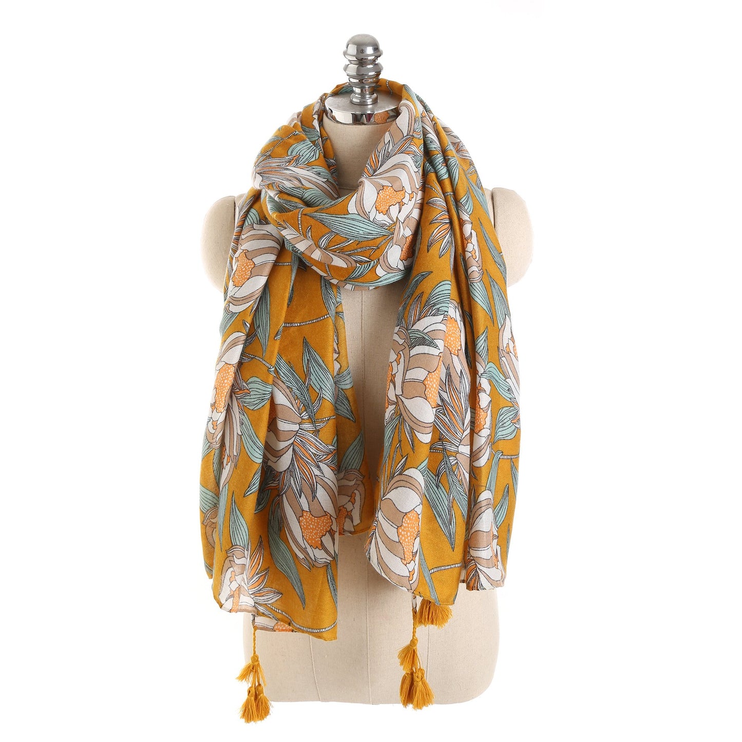 Big flower banquet warm cotton tassel scarf