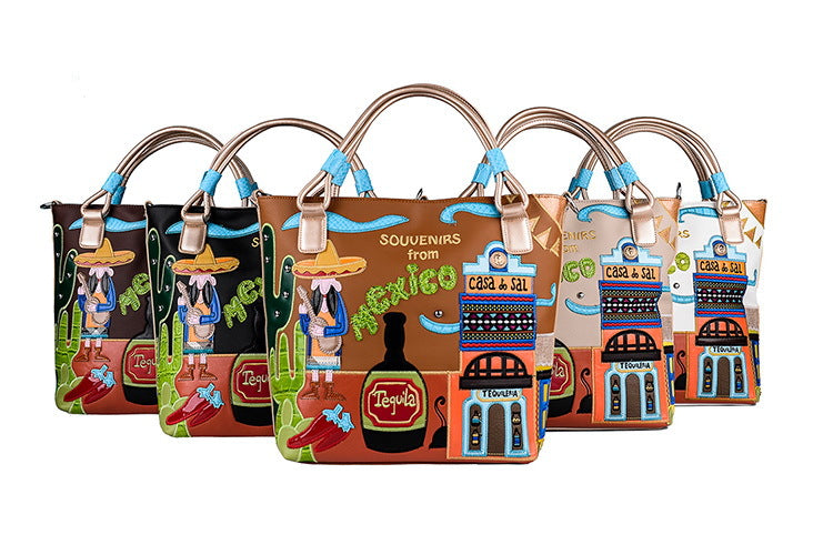 Wine glass cartoon Fashion bright leather personality creative embroidery bag