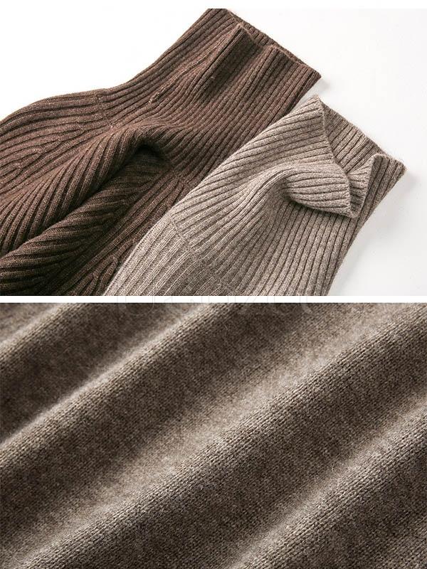 Loose High-neck High-low Solid Casual Sweater