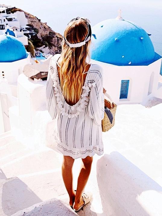 Pompoms Backless Long Sleeves Cover-up Mini Dresses