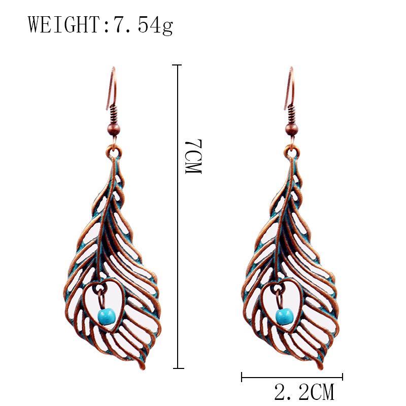 angel wings retro love Creative hollowed out leaves alloy earrings