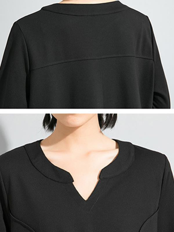 Simple Irregularity V-Neck T-Shirts Tops