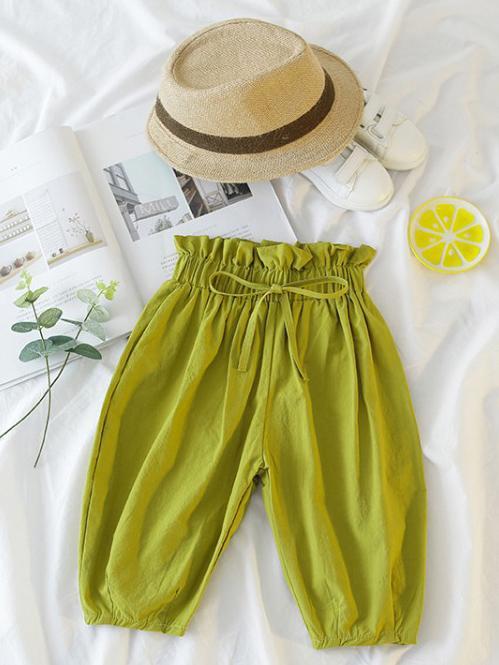 Green&Beige Cotton Kids Harem Pants