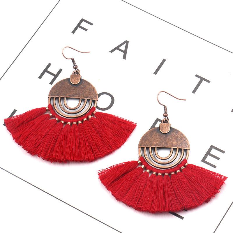 Fan earrings female creative tassel pendant earrings bohemian