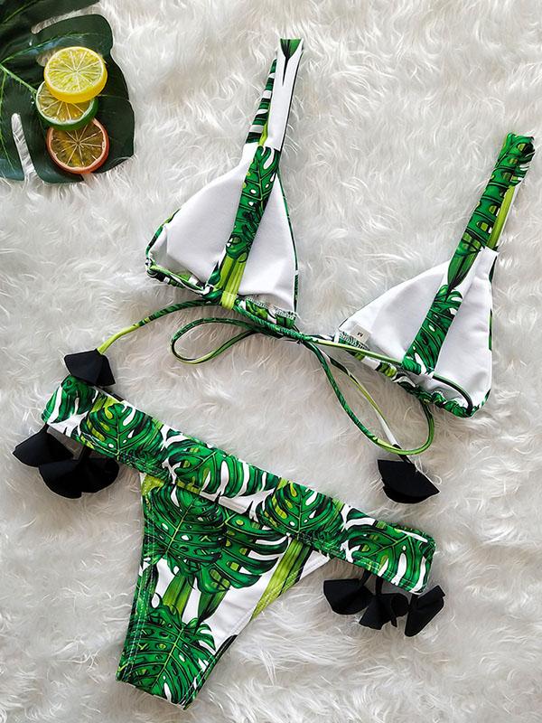 Sexy Bandage Printed Bikinis Swimwear