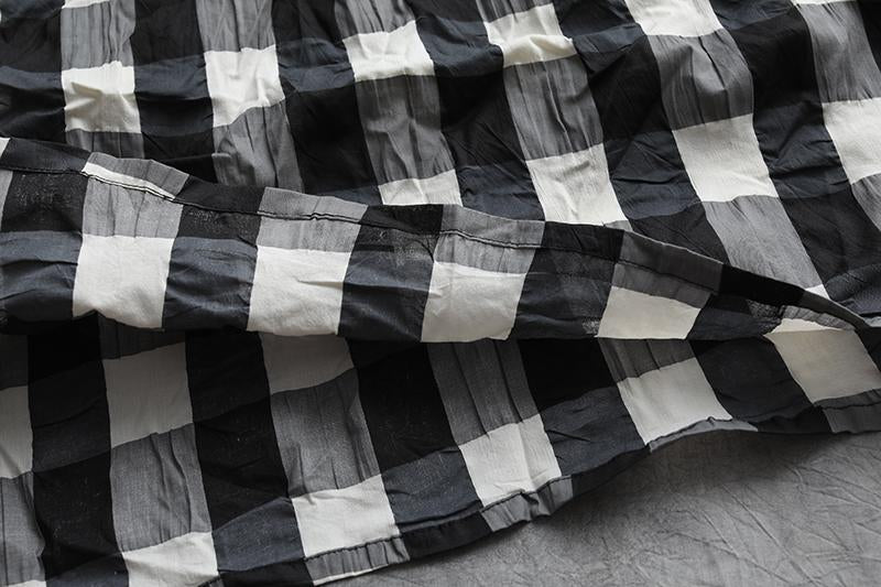 Summer Short Sleeve Plaid Casual Pockets Dress