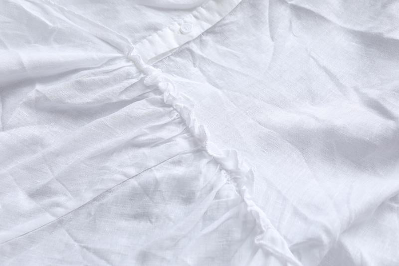 Summer Short Sleeve Polo Neck White Casual Dress