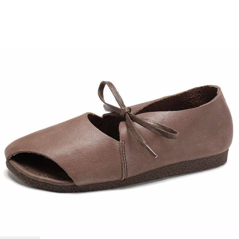 Spring Summer Shoes Flat Heel Lacing Coffee Sandals