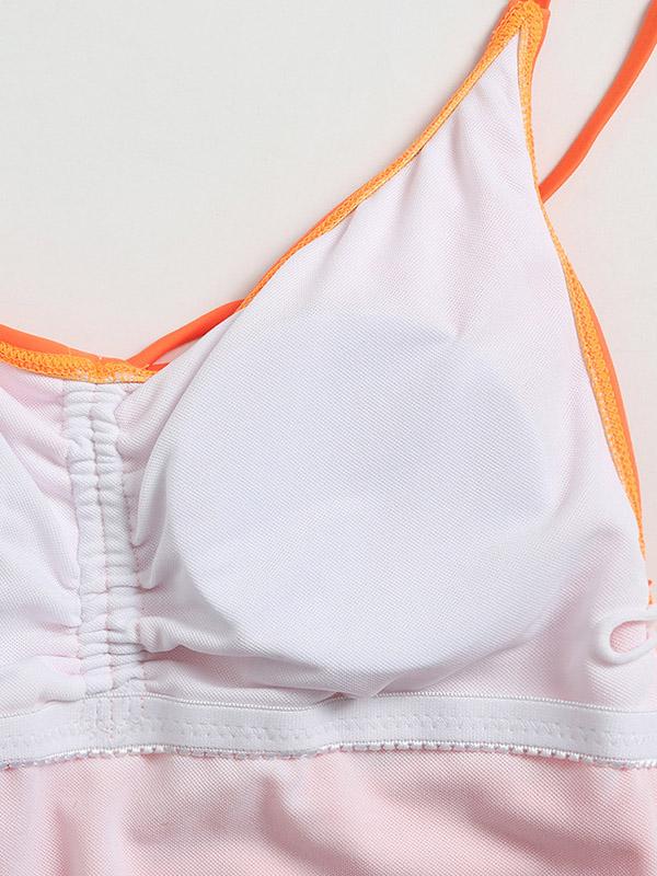 Solid Color Ruffled One-Piece Swimwear