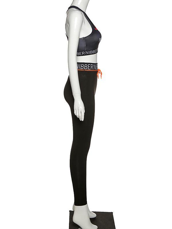 Fashion Letters Printed Wrap Yoga Suits