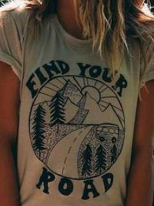 Apricot Printed T-Shirts Tops