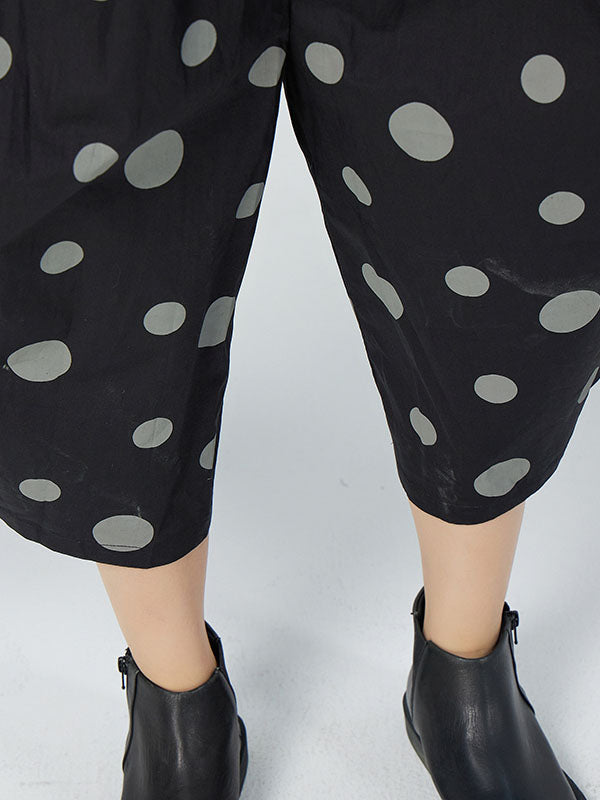 Casual Loose Long Sleeve Polka-Dot Jumpsuits Bottoms
