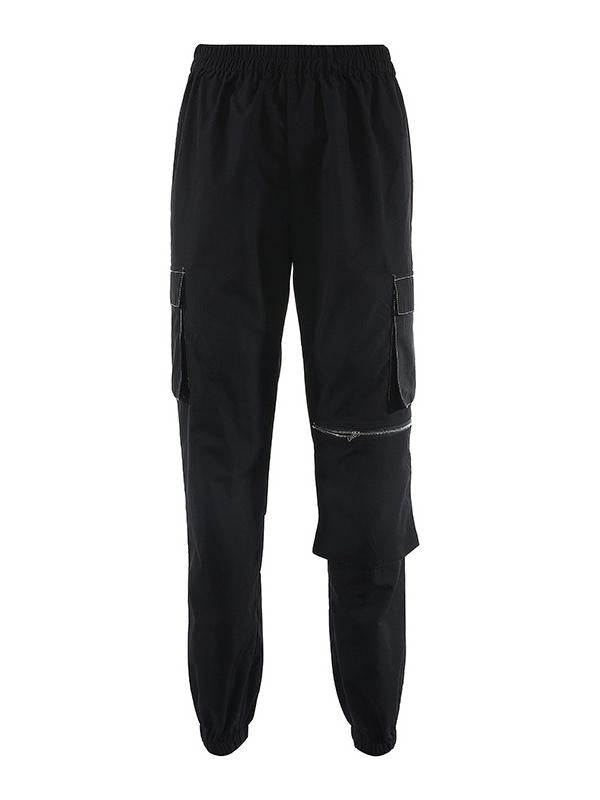 Fashion Solid Pocket Harem Pants