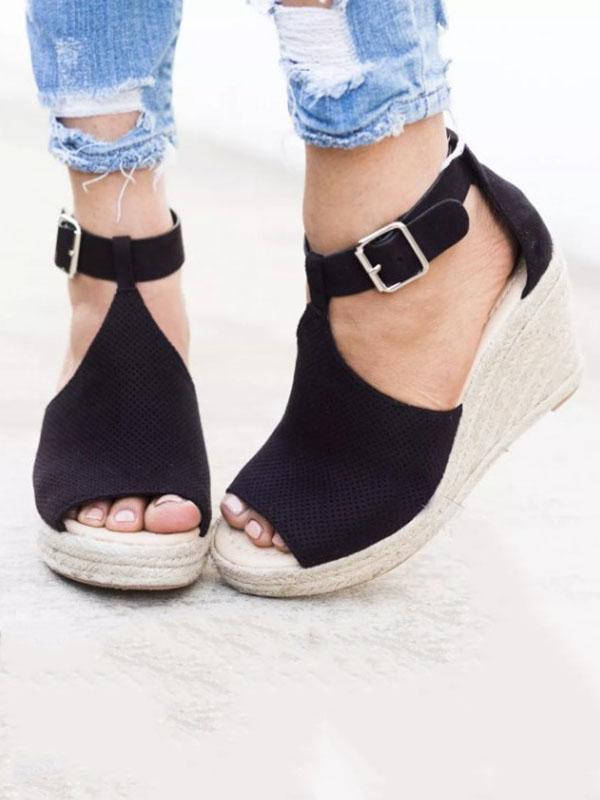 Fashion Open-toe Slipsole Wedge Heels Sandals Shoes