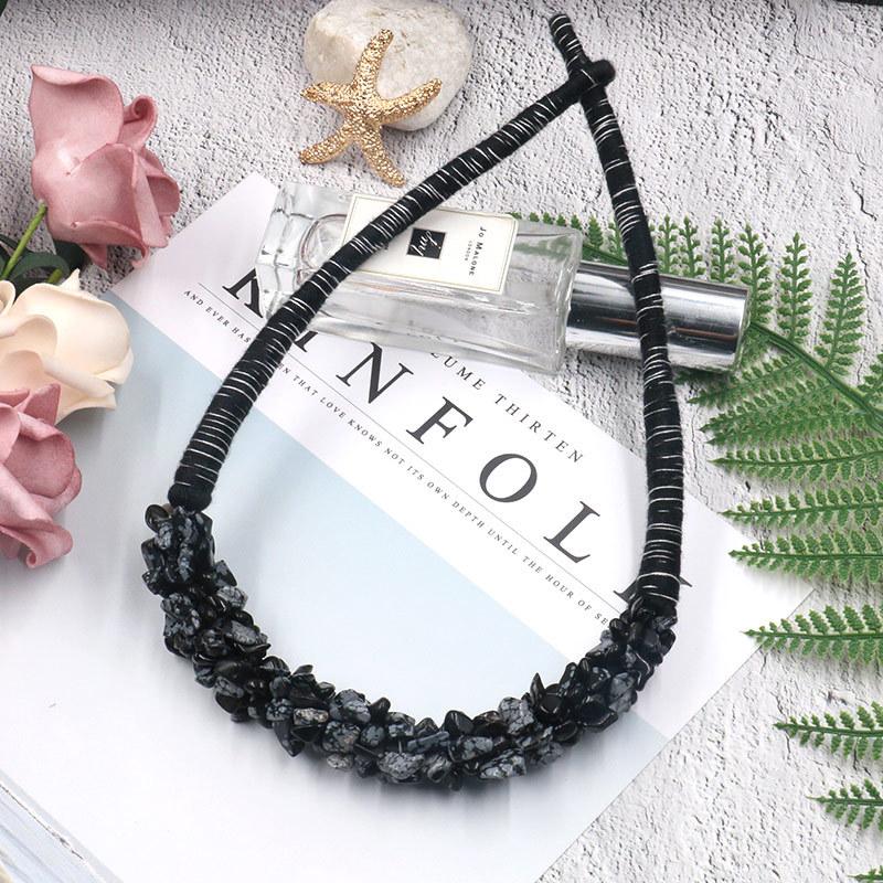 Clavicle chain gravel gemstone pendant exaggerated necklace