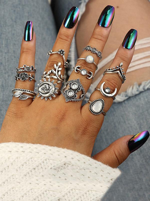 Vintage 14PCS Multi Shape Rings Accessories